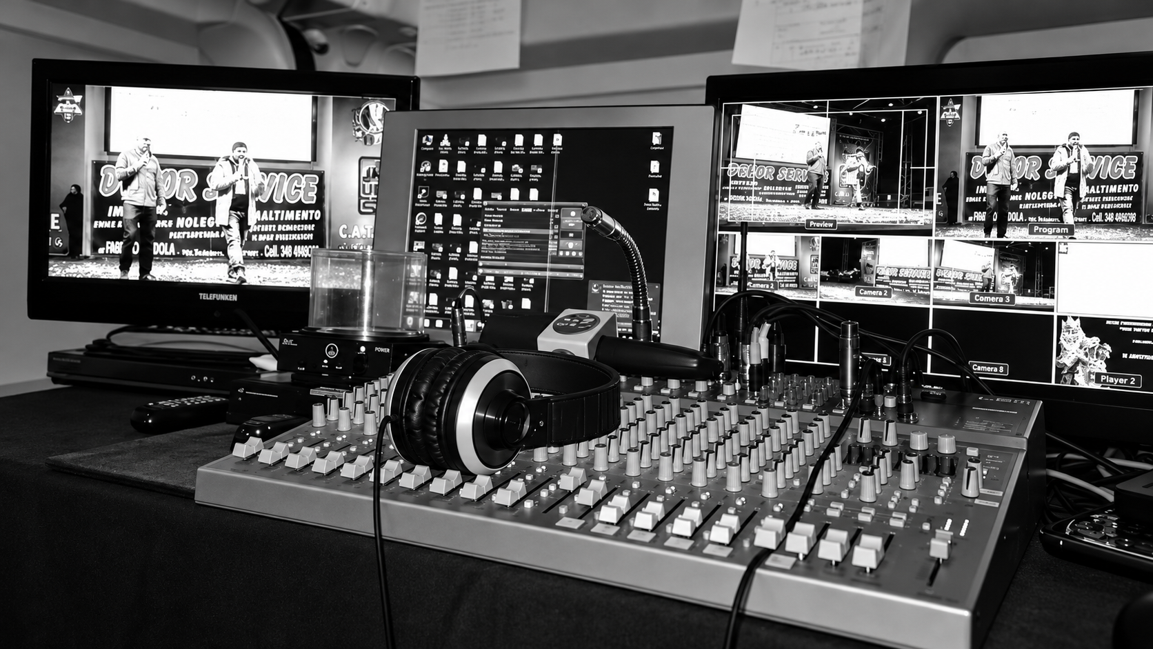 Regia audiovisiva durante un evento esterno